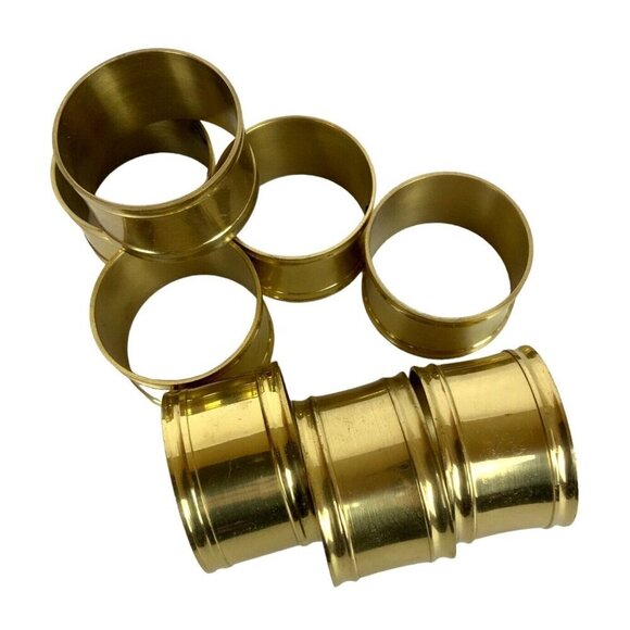 Brass Napkin Rings Set Of 8 Shiny Classic Round Tube Design Made In India - Picture 2 of 4